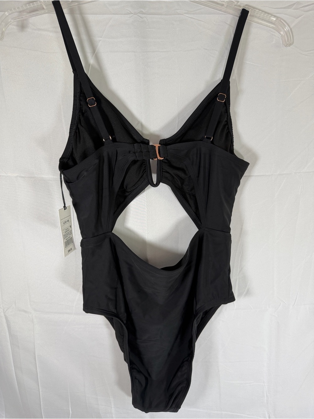 Black front Cutout Low Coverage One-Piece Swimsuit - Picture 3 of 9